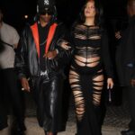 Rihanna and A$AP Rocky leaving a Paris nightclub.