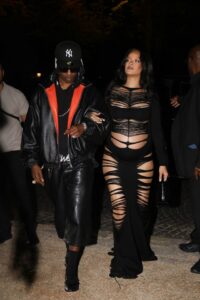 Rihanna and A$AP Rocky leaving a Paris nightclub.