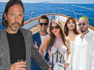Tom Brady, Sofia Vergara, J Balvin, Dakota Johnson with Mark Scheinberg yacht party getty comp